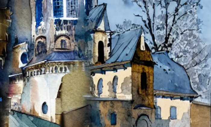 Kostel svatého Bartoloměje (Nová Ves) – akvarel