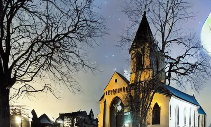 Kostel svatého Bartoloměje (Nová Ves) – noc