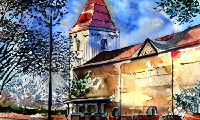 Kostel svatého Bartoloměje (Solopysky) – akvarel