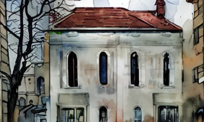kostel svatého Bonaventury – akvarel