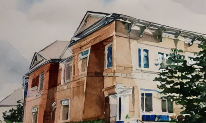kostel svatého Cyrila a Metoděje (Bílovice nad Svitavou) – akvarel