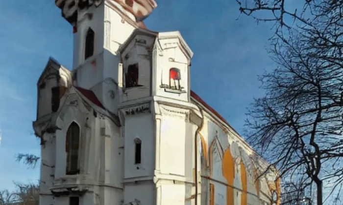 Kostel svatého Cyrila a Metoděje (Chudobín) – akvarel
