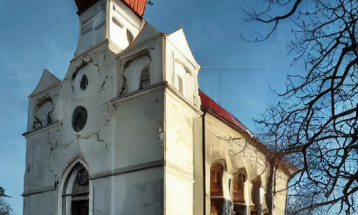 Kostel svatého Cyrila a Metoděje (Chudobín) – noc