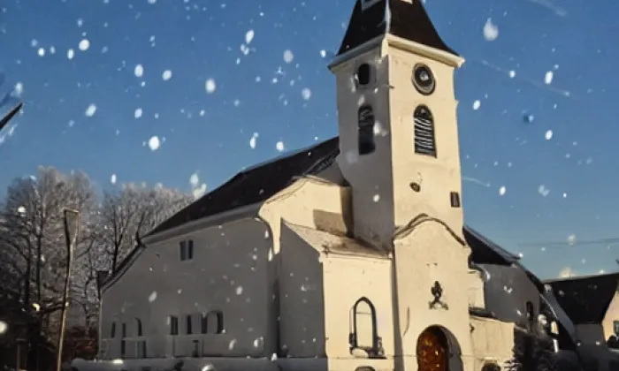kostel svatého Cyrila a Metoděje (Lužice) – winter