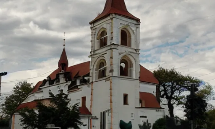 kostel svatého Cyrila a Metoděje a zemských patronů – akvarel