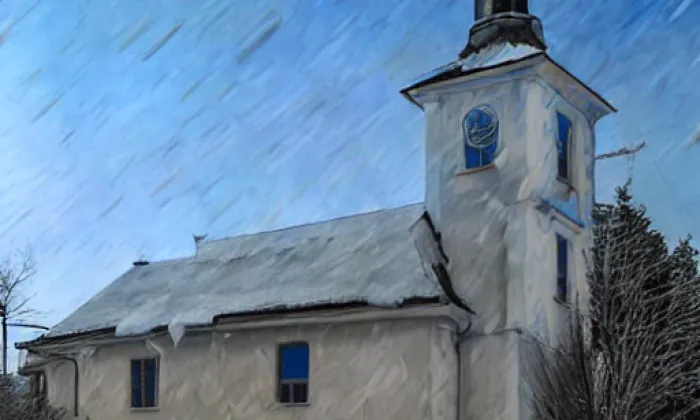 Kostel svatého Ducha (Rýnovice) – winter