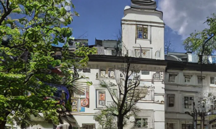 Kostel svatého Fabiána a Šebestiána – akvarel