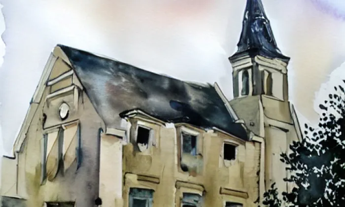 kostel svatého Filipa a Jakuba (Litovel) – akvarel