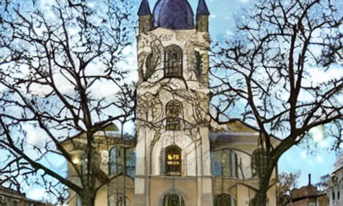 Kostel svatého Filipa a Jakuba (Praha 5) – noc