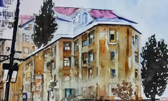 Kostel svatého Františka Xaverského – akvarel