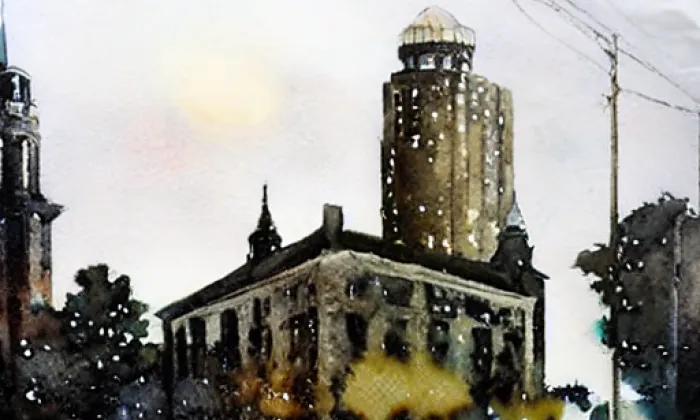 Kostel svatého Františka z Assisi (Kováň) – akvarel