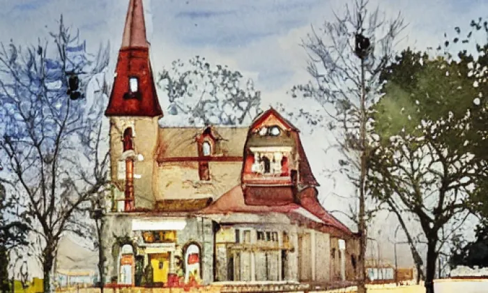Kostel svatého Gotharda (Žehuň) – akvarel