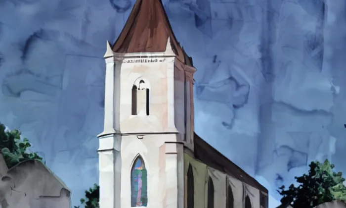 kostel svatého Gotharda (Modřice) – akvarel
