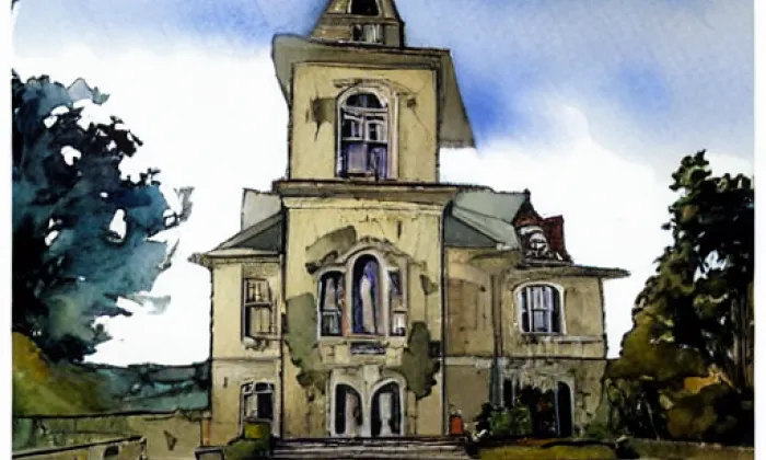 kostel svatého Havla (Osvětimany) – akvarel
