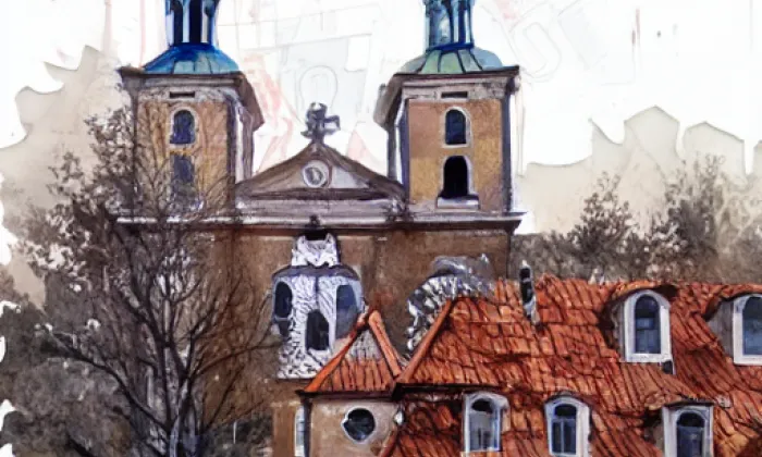 Kostel svatého Havla (Rožďalovice) – akvarel
