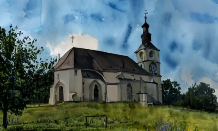 Kostel svatého Isidora (Nové Losiny) – akvarel