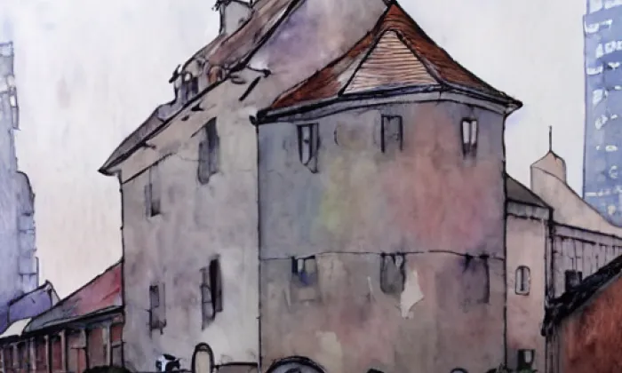 Kostel svatého Jakuba (Černčice) – akvarel
