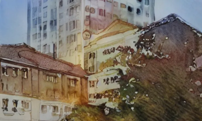 Kostel svatého Jakuba (Hostivice) – akvarel