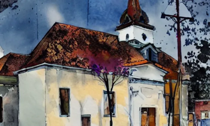 Kostel svatého Jakuba (Jílovice) – akvarel