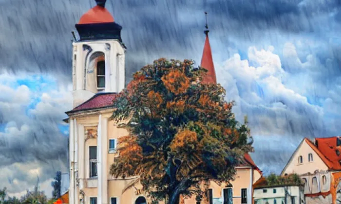 Kostel svatého Jakuba (Mnichovo Hradiště) – autumn
