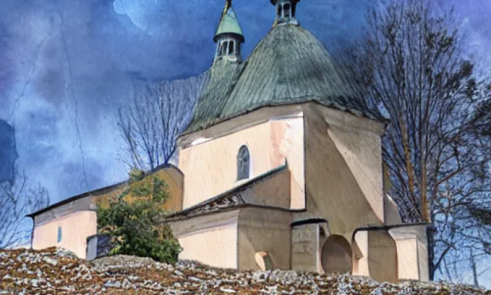 kostel svatého Jakuba (Osová Bítýška) – akvarel