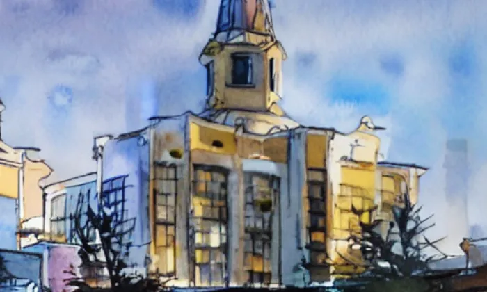 kostel svatého Jakuba Staršího (Česká Třebová) – akvarel