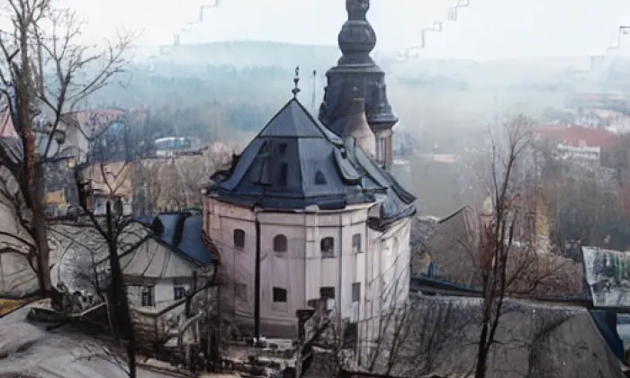 kostel svatého Jakuba Staršího (Bystřec) – akvarel