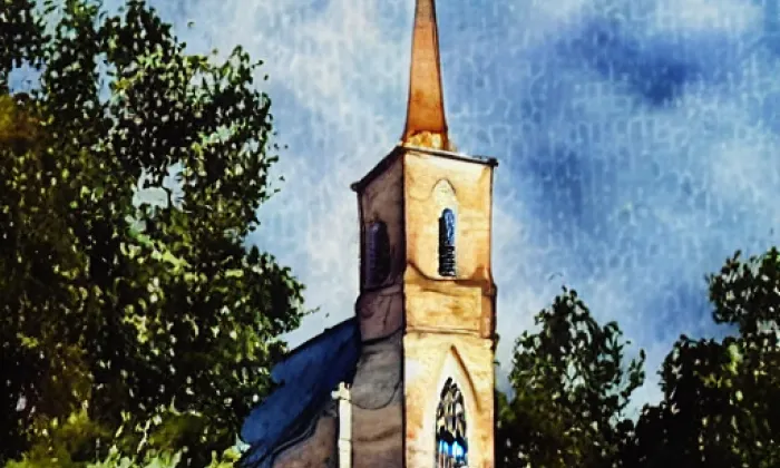 Kostel svatého Jakuba Staršího (Letařovice) – akvarel