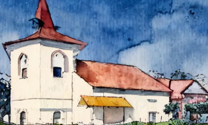 kostel svatého Jakuba Staršího (Rašov) – akvarel