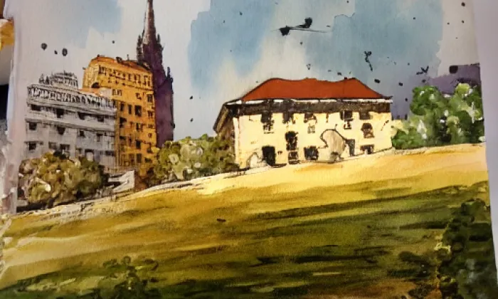Kostel svatého Jakuba Většího (Želenice) – akvarel