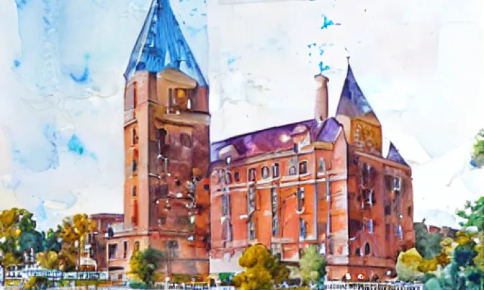 Kostel svatého Jakuba Většího (Červený Kostelec) – akvarel
