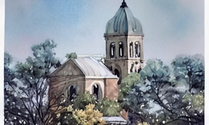 kostel svatého Jakuba Většího (Konice) – akvarel