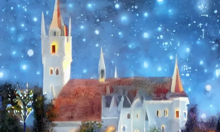 kostel svatého Jakuba Většího (Olbramovice) – noc