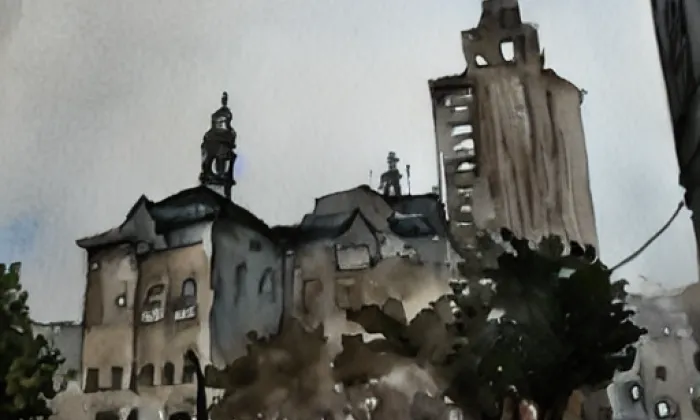 Kostel svatého Jana Křtitele (Šumperk) – akvarel