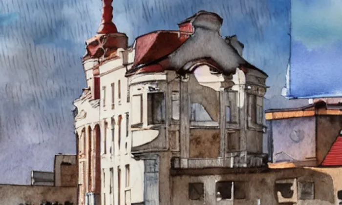 kostel svatého Jana Křtitele (Běstvina) – akvarel