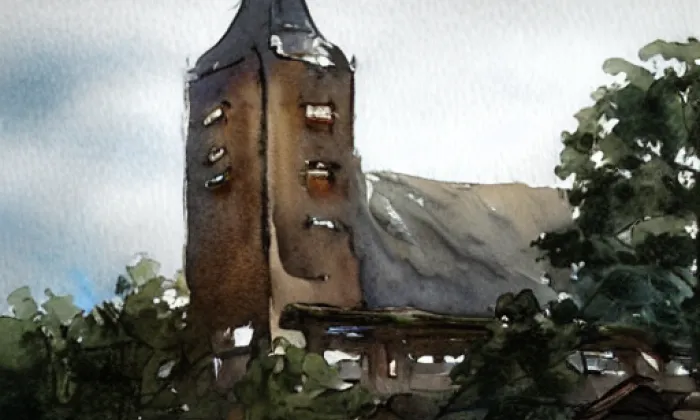 Kostel svatého Jana Křtitele (Horní Údolí) – akvarel