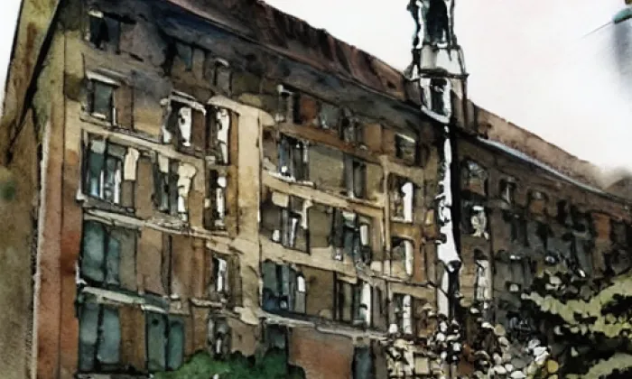 kostel svatého Jana Křtitele (Kněževes) – akvarel