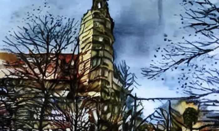 Kostel svatého Jana Křtitele (Liberec VI-Rochlice) – akvarel