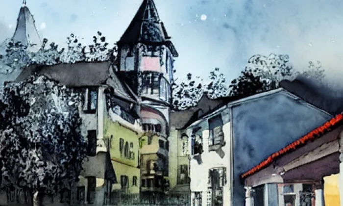 kostel svatého Jana Křtitele (Lomnice nad Lužnicí) – akvarel