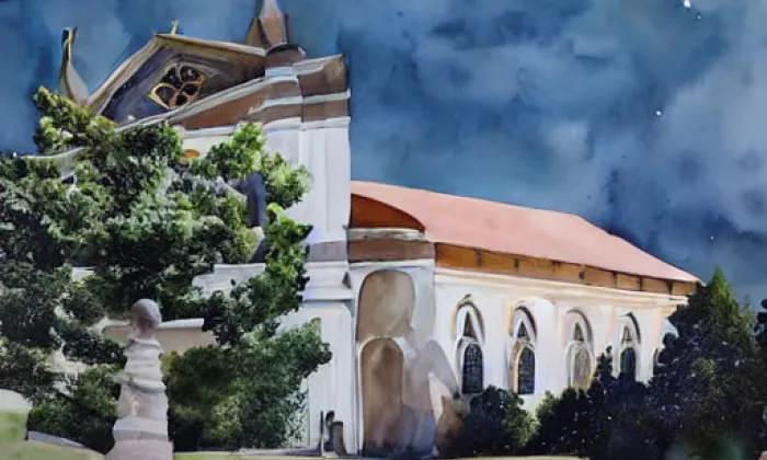 kostel svatého Jana Křtitele (Lukov) – akvarel