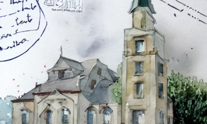 kostel svatého Jana Křtitele (Velká Chyška) – akvarel