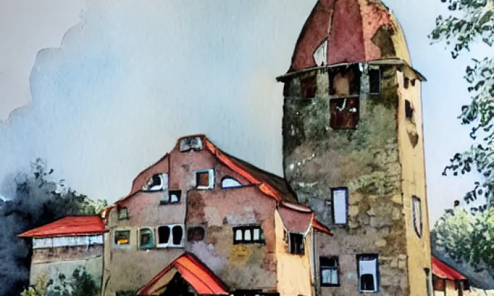 Kostel svatého Jana Nepomuckého (Štěchovice) – akvarel