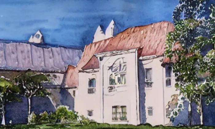Kostel svatého Jana Nepomuckého (Cerhenice) – akvarel