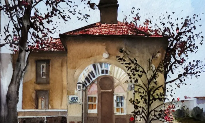 Kostel svatého Jana Nepomuckého (Dejvice) – akvarel