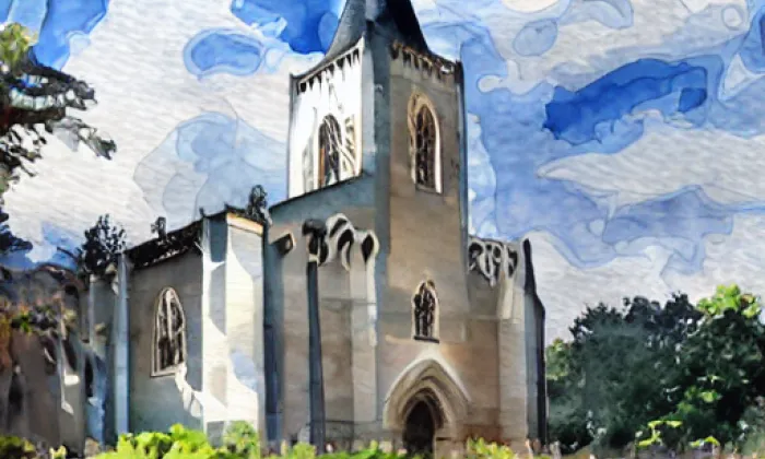 Kostel svatého Jana Nepomuckého (Hlavňovice) – akvarel