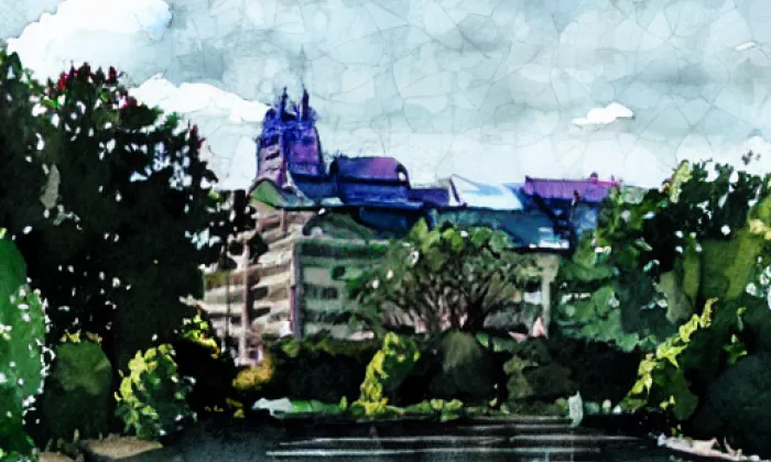 Kostel svatého Jana Nepomuckého (Karlovec) – akvarel