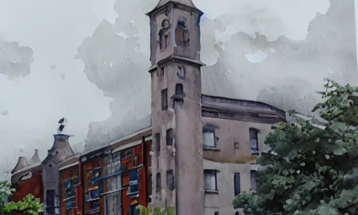 kostel svatého Jana Nepomuckého (Orličky) – akvarel