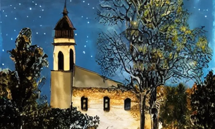 Kostel svatého Jiří (Hloubětín) – noc