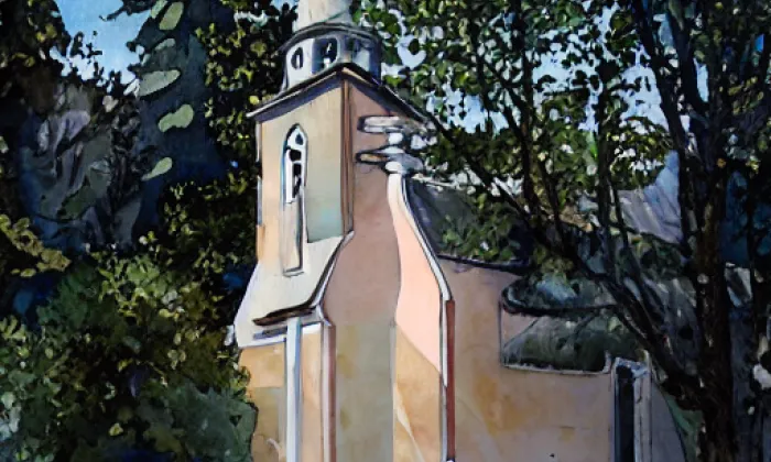 Kostel svatého Jiří (Jevany) – akvarel