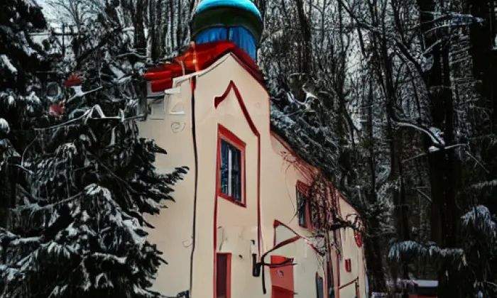 Kostel svatého Jiří (Jevany) – winter